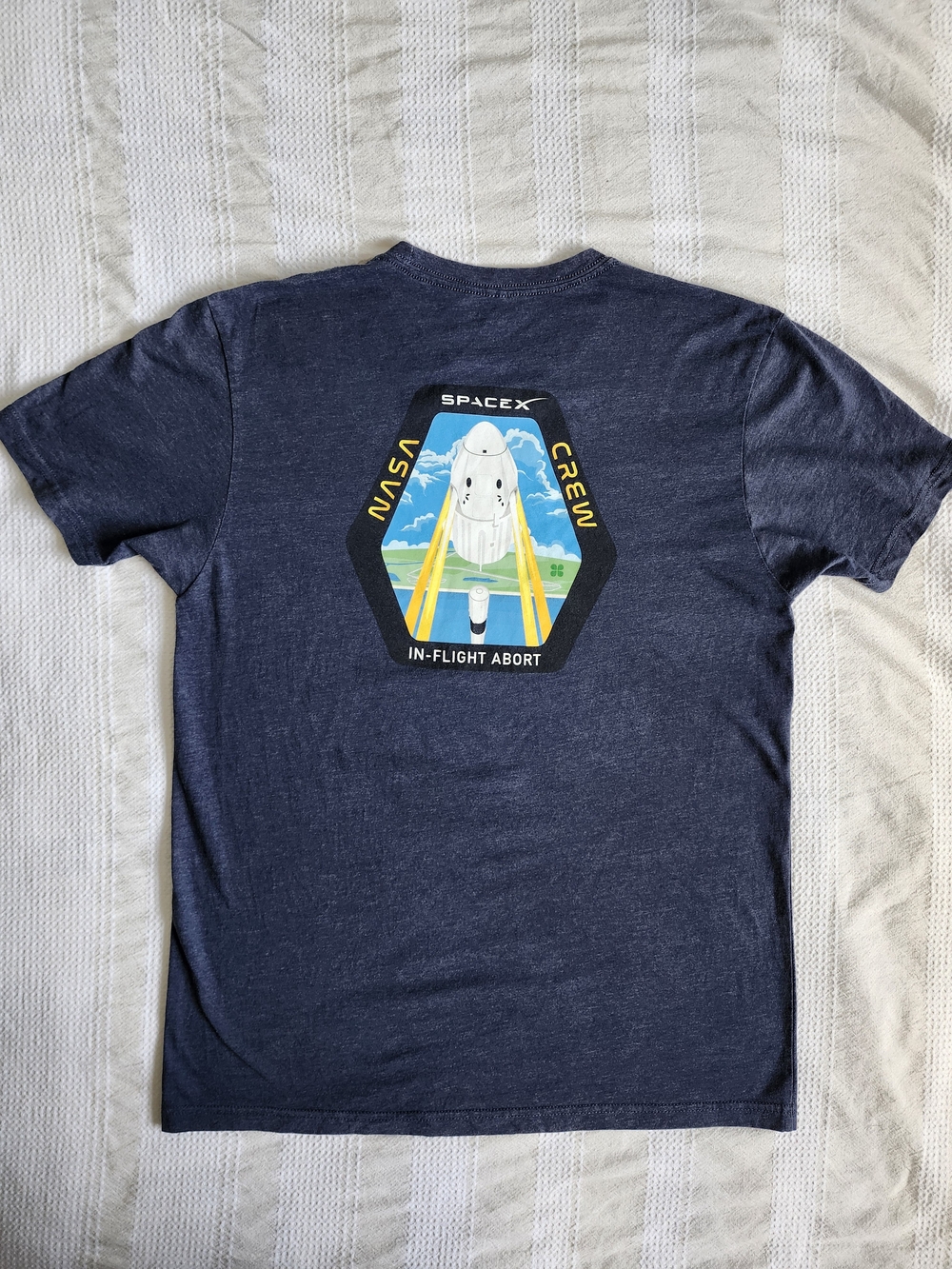 Official SpaceX NASA Crew Dragon In-Flight Abort Tee Large Blue